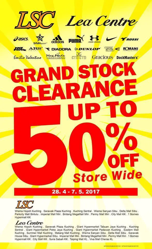 Diskaun Sehingga 50% Di 22 Cawangan Lea Sports Centre Di Seluruh Malaysia Diskaun Sehingga 50% Di 22 Cawangan Lea Sports Centre Di Seluruh Malaysia