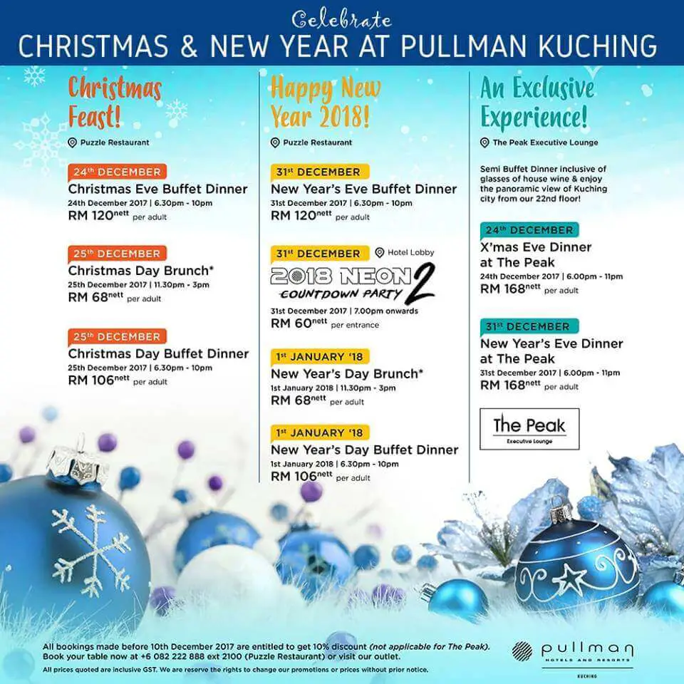 Senarai Harga dan Tawaran Menarik Untuk Christmas Dinner Di Kuching Untuk Tahun 2017